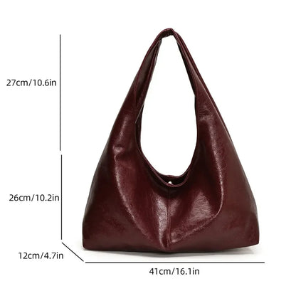 Large PU Leather Hobo Shoulder Bag – Y2K Women's Handbag