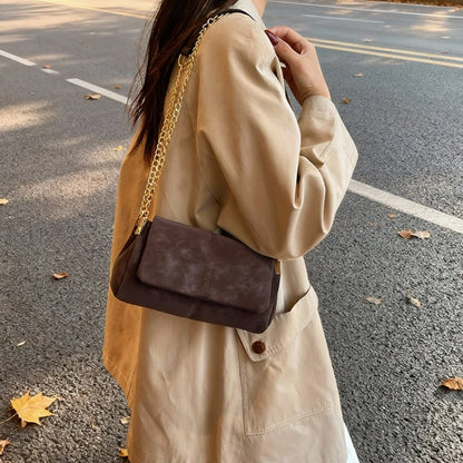 Vintage Chain Crossbody Bag - Women's Large Capacity Shoulder Bag