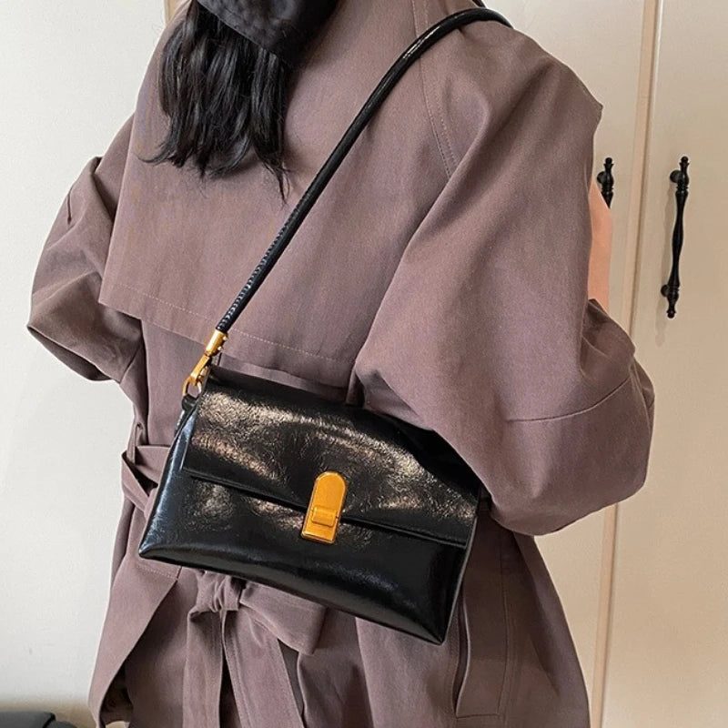 Women's PU Leather Flap Crossbody Bag – Small Shoulder Handbag
