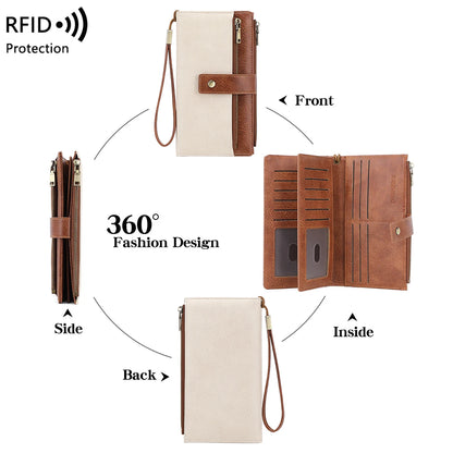 RFID Blocking Women's Long Wallet – Large Capacity PU Leather