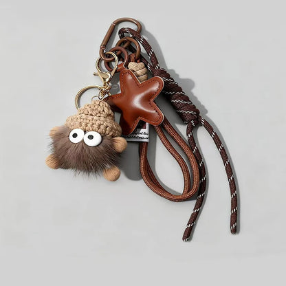Star Charm Keychain with Balloon Dog & Braided Rope Bag Accessory