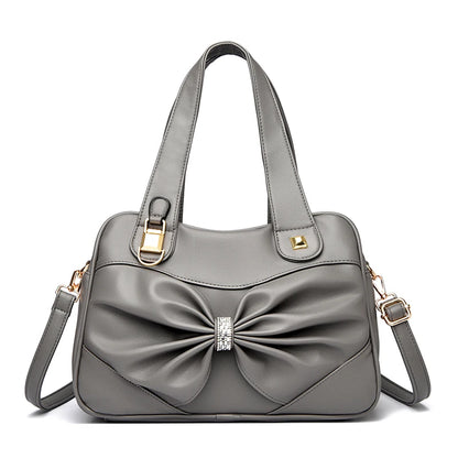 Bow Decor Large Capacity Vegan Leather Handbag