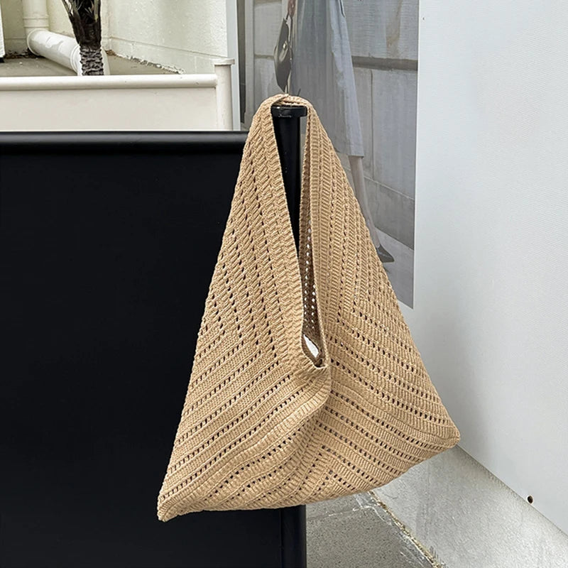 Crochet Beach Tote Bag for Women – Large Triangle Knit Bag