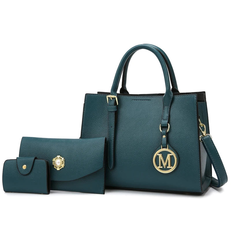 Women's PU Leather Tote Bag Set – Vintage Luxury Designer Handbag