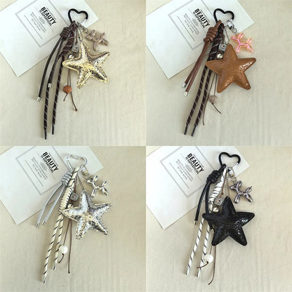 Y2K Star Keychain & Bag Charm – Leather Rope Pendant Keyring