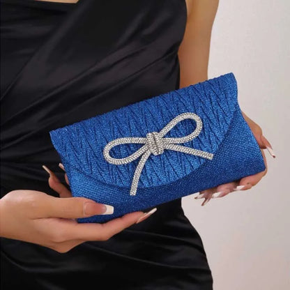 Crystal Bow Evening Clutch Purse – Shiny Envelope Bag for Wedding & Party