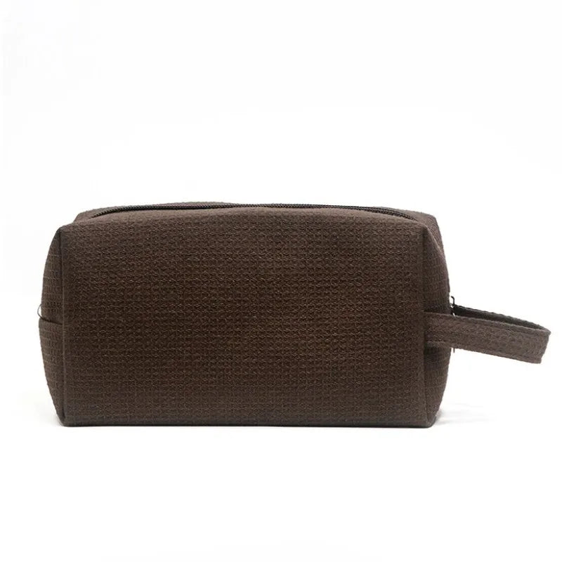 Makeup Travel Bag for Women – Soft Cotton Cosmetic Pouch with Wrist Handle