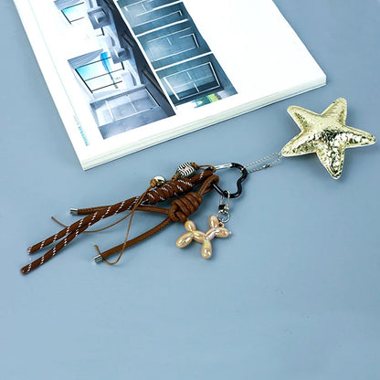 Starfish & Balloon Dog Charm Keychain – Braided Rope Bag Pendant