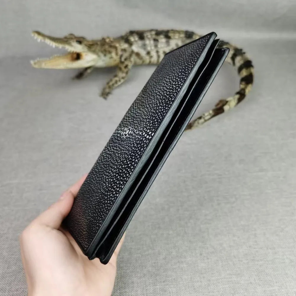 Genuine Stingray Leather Bi-Fold Wallet for Men