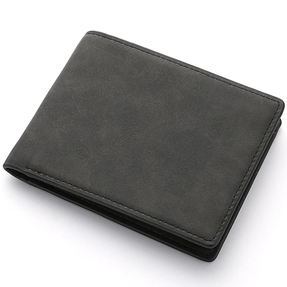 Men's Slim PU Leather Wallet – Bifold with Zipper & Card Slots