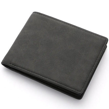 Men's Slim PU Leather Wallet – Bifold with Zipper & Card Slots