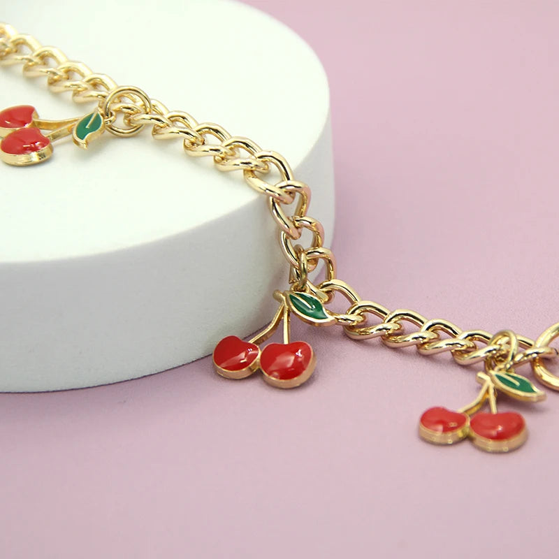 Cherry Charm Bag Chain Extension with Gold-Tone Clips