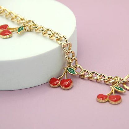 Cherry Charm Bag Chain Extension with Gold-Tone Clips