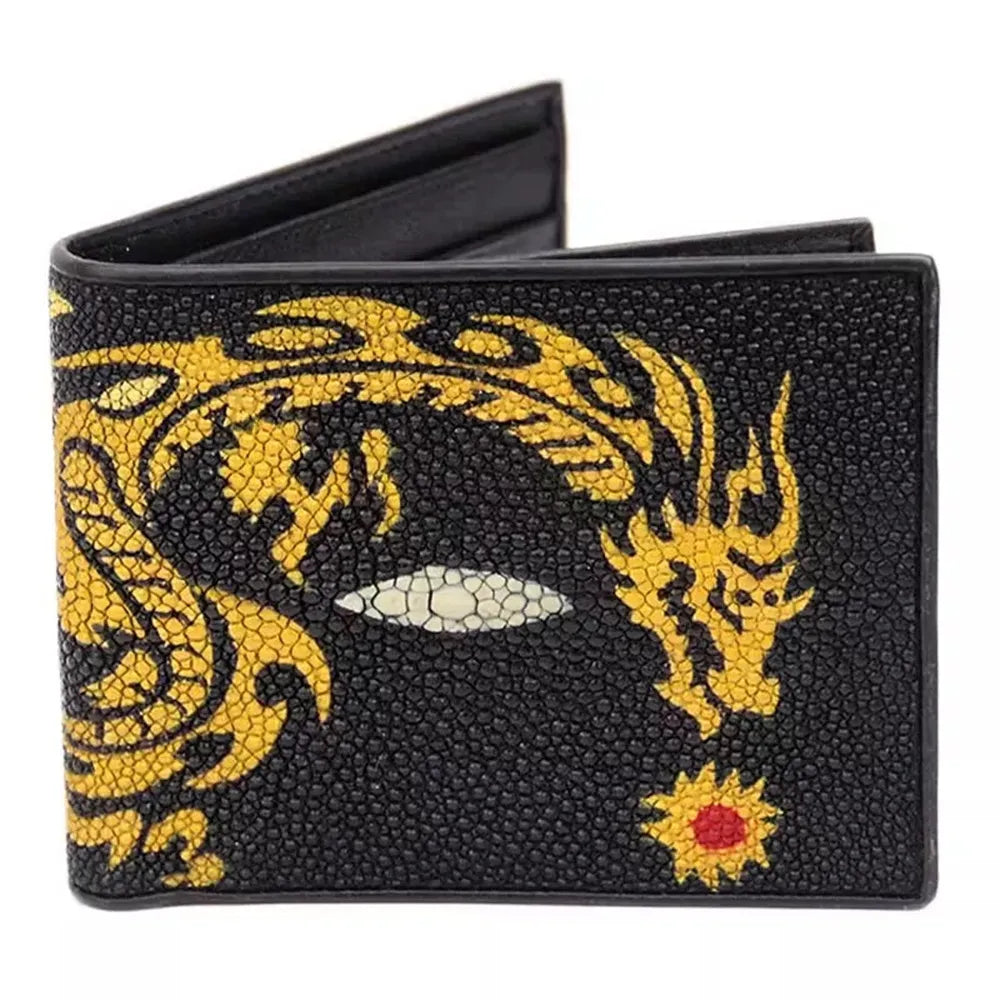 Stingray Leather Tiger Pattern Bifold Wallet for Men