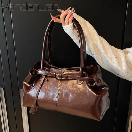 Leather Hobo Handbag – Slouchy Shoulder Tote Bag for Women