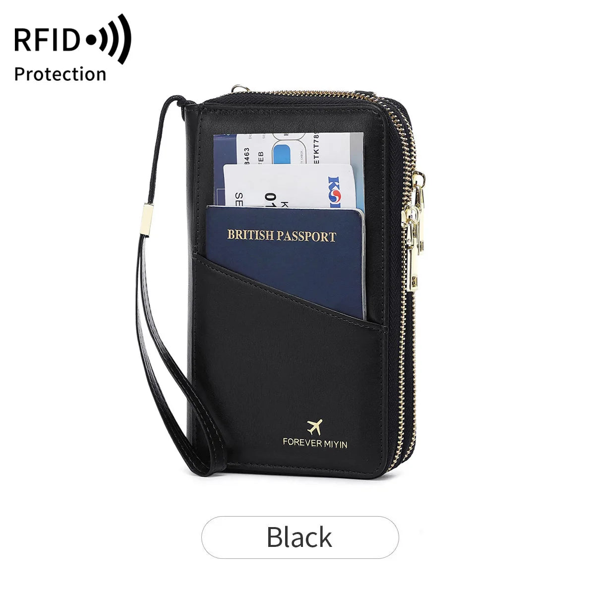 RFID Blocking Travel Passport Wallet – Large Capacity Double Zipper Organizer