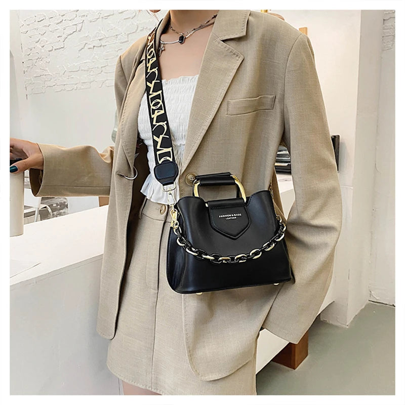 Women Top-Handle Mini Bucket Bag Pure Color Luxury Designer Handbags Leather Messenger