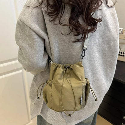 Nylon Drawstring Bucket Bag – Women's Lightweight Crossbody