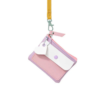 Cute Lanyard Card Holder Wallet – Korean Style Macaron Neck Pouch