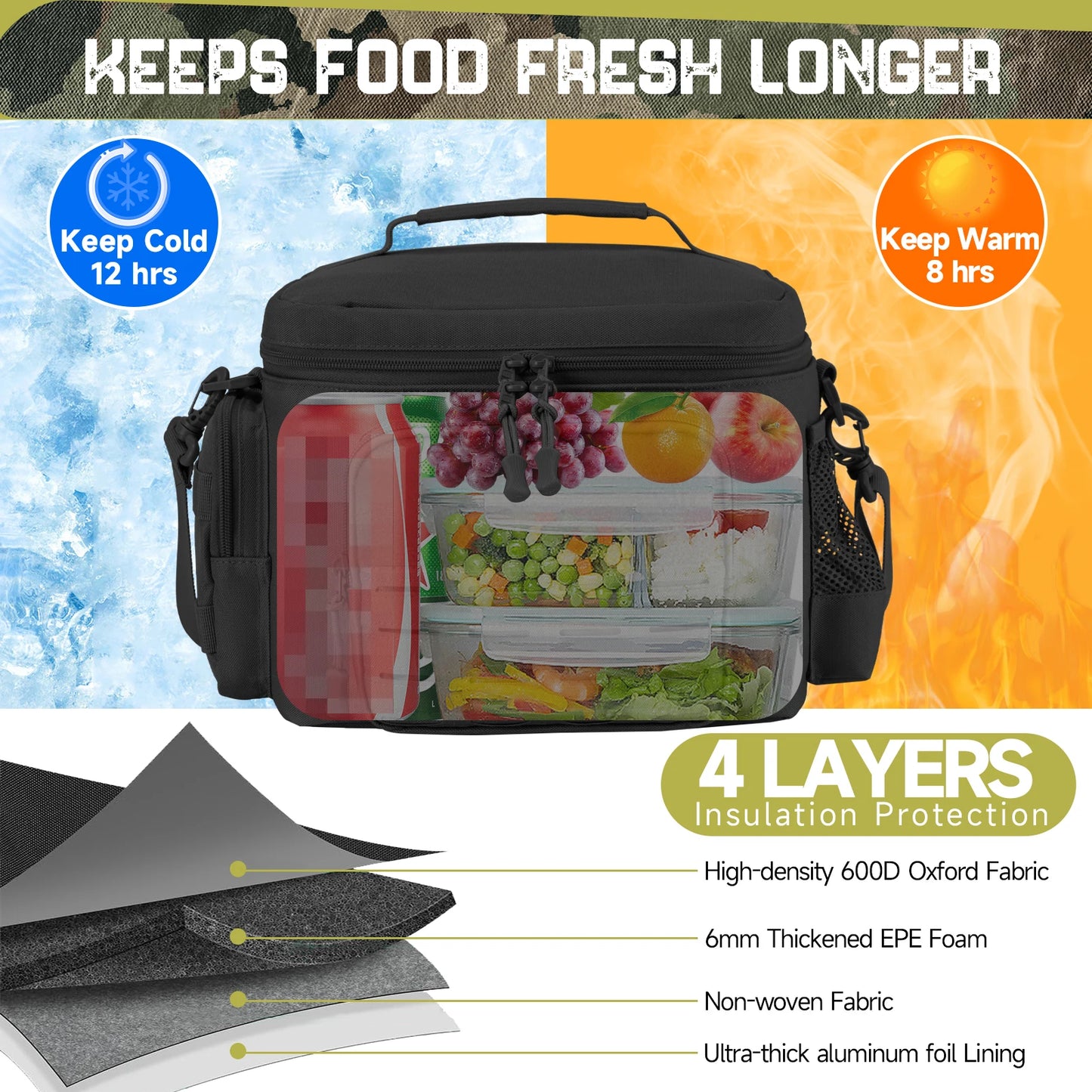 Tactical Insulated Lunch Box Bag for Men