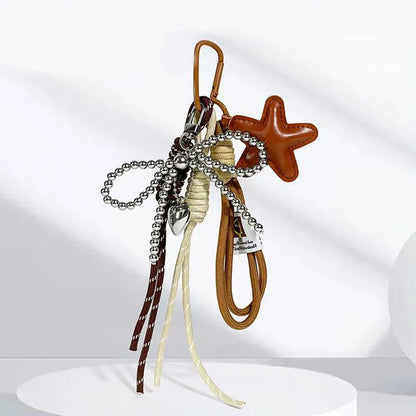 Star Charm Keychain with Balloon Dog & Braided Rope Bag Accessory