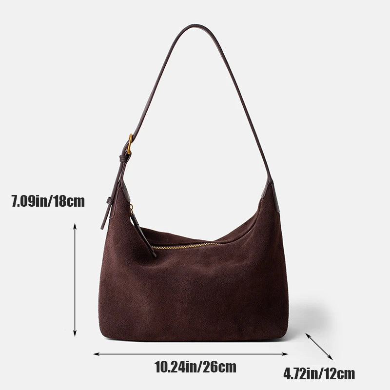 Vintage Leather Shoulder Bag – Large Capacity Underarm Purse for Women