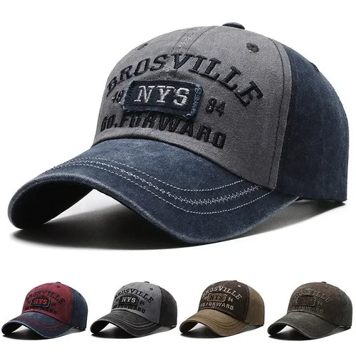 Distressed Washed Cotton Baseball Cap – Letter Embroidery Dome Hat