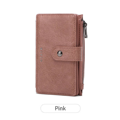 RFID Blocking Women's Trifold Wallet – Retro PU Leather Multi-Card Slot