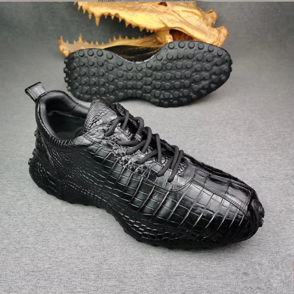 Crocodile Leather Sneakers Men – Genuine Black Exotic Luxury Shoes