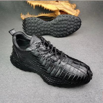 Crocodile Leather Sneakers Men – Genuine Black Exotic Luxury Shoes