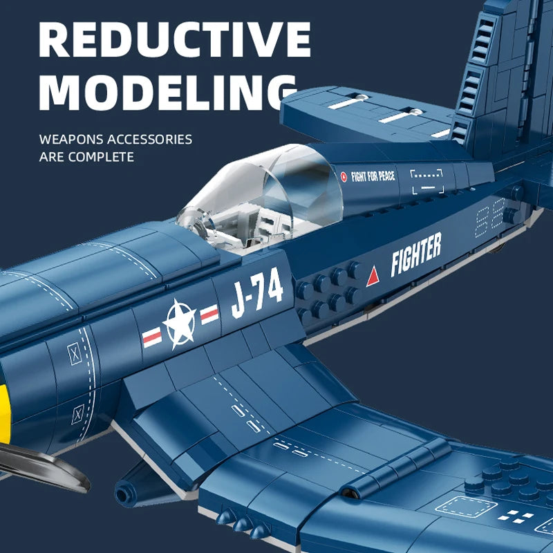 F4U Corsair Fighter Building Blocks – WWII Navy Airplane Model