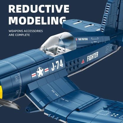F4U Corsair Fighter Building Blocks – WWII Navy Airplane Model