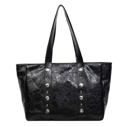 Punk Style PU Leather Tote Bag for Women – Large Crossbody Shoulder Bag
