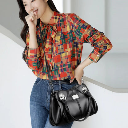 Soft Leather Crossbody Tote Bag – Women's Luxury 3-Layer Handbag