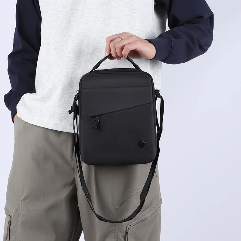 Men's Oxford Shoulder Bag with Top Handle & Multiple Compartments
