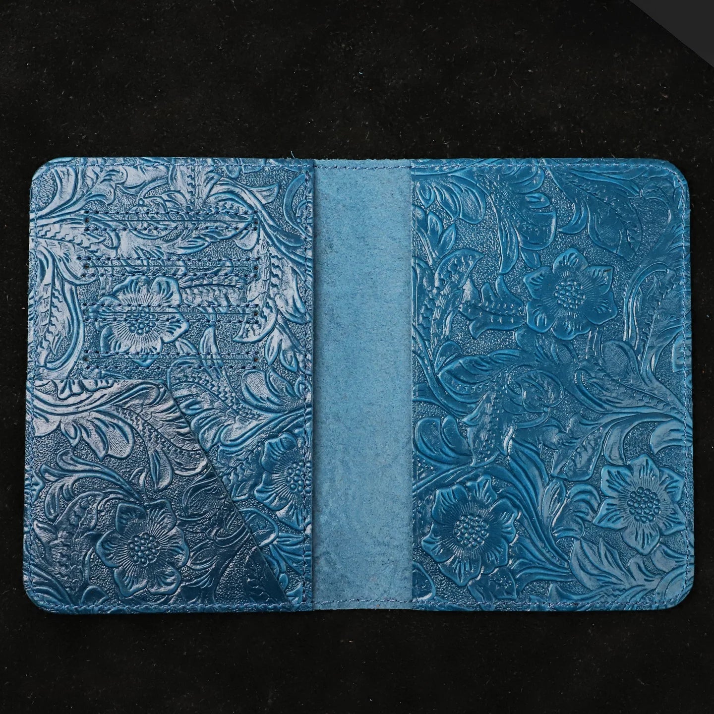 Leather Passport Wallet – Floral Embossed Genuine Cow Leather Travel Cover