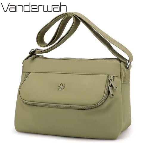 Waterproof Nylon Crossbody Bag – Lightweight Multi-Pocket Shoulder Bag
