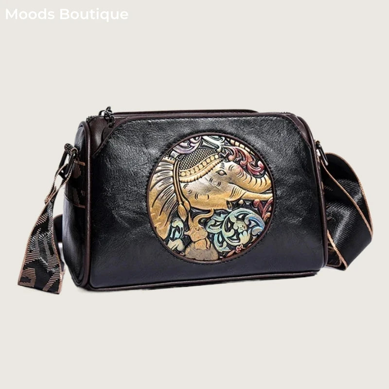Moods Vintage Style Cross Body Bags Women Elephant Embossed Mini Square Shoulder Messenger Bag