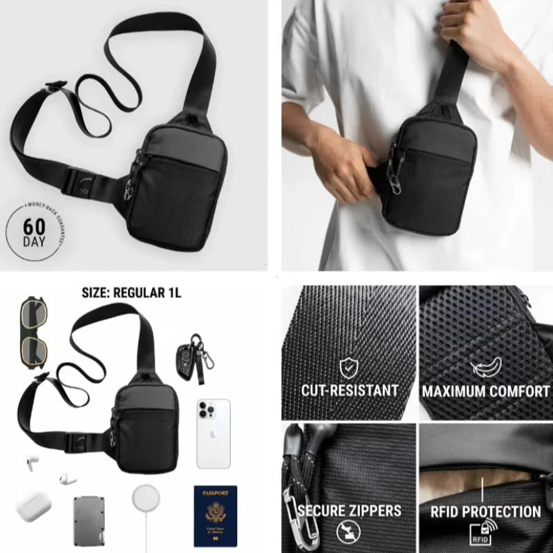 RFID Anti-Theft Crossbody Bag – Men's Mini Sling Bag