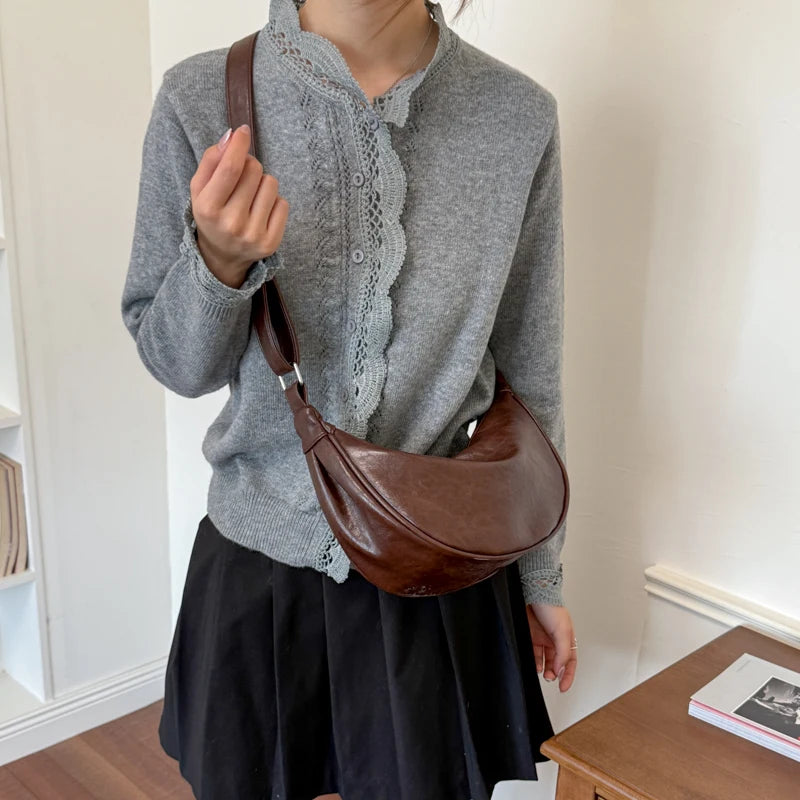 Crescent Hobo Bag for Women – Soft PU Leather Crossbody