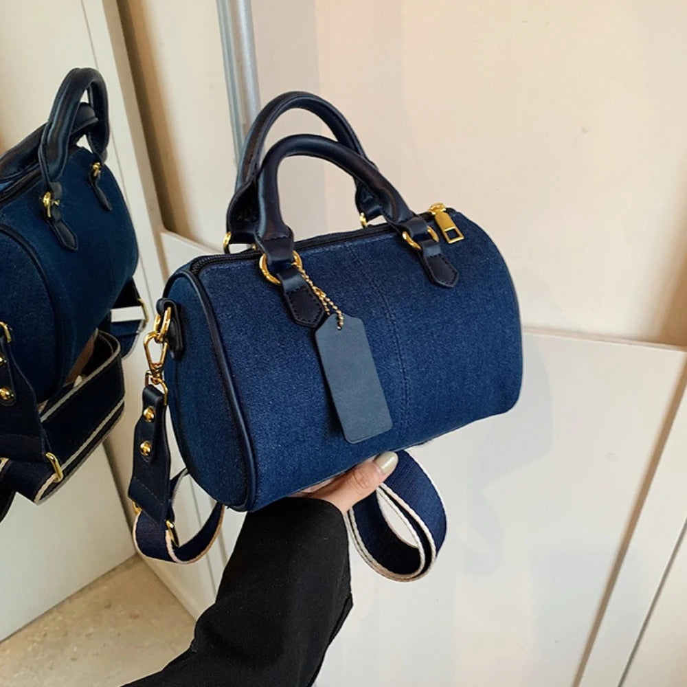 Colorblock Mini Boston Bag – Patchwork Crossbody Handbag