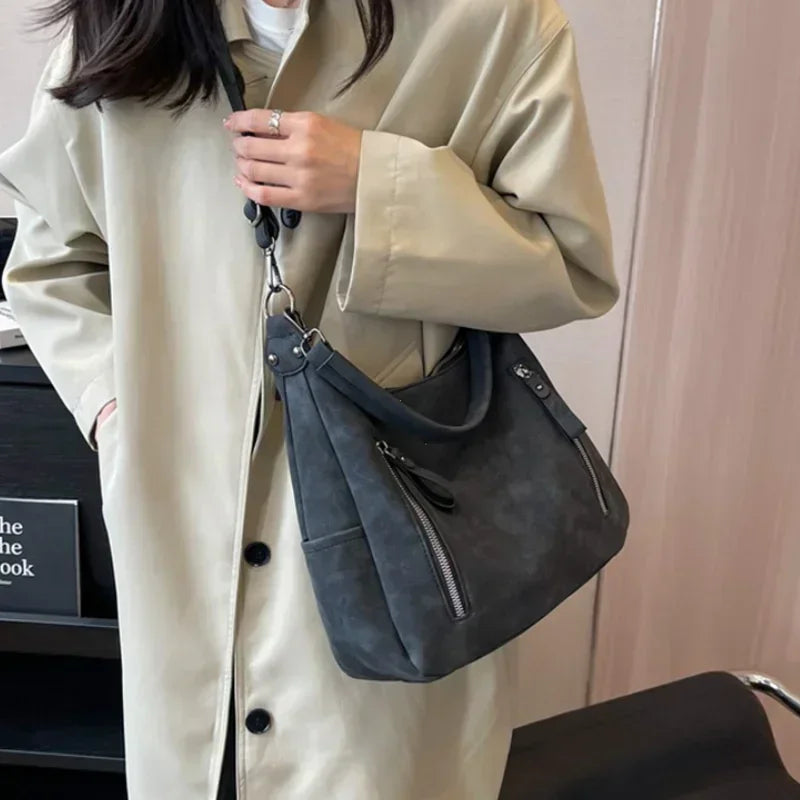 Luxury Retro Crossbody Bag for Women – Large Capacity Multi-Zip Shoulder Handbag