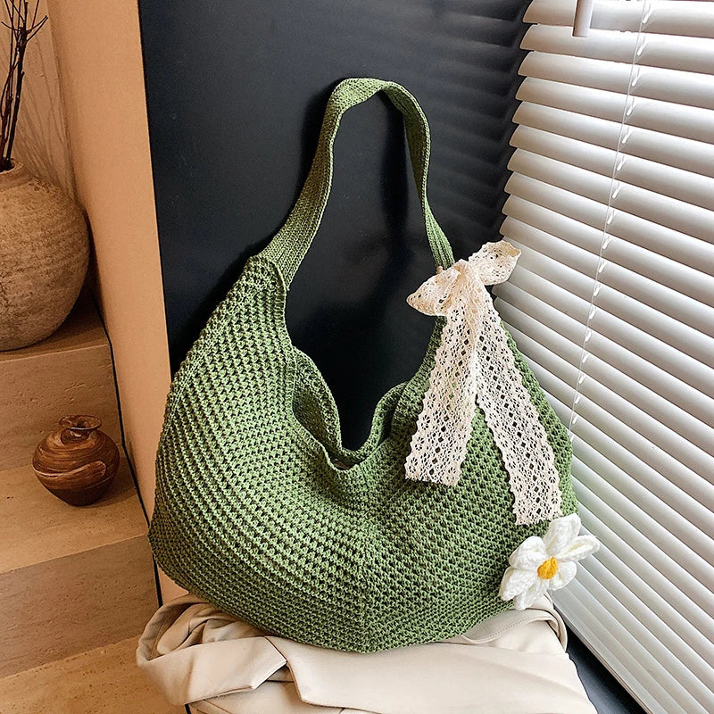 Crochet Tote Bag for Women – Large Knit Shoulder Bag
