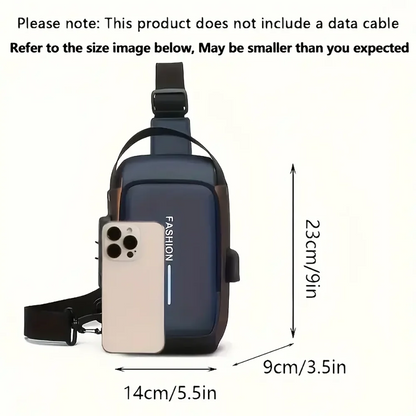 Men's Anti-Theft Sling Bag with USB Charging Port – Crossbody Chest Pack