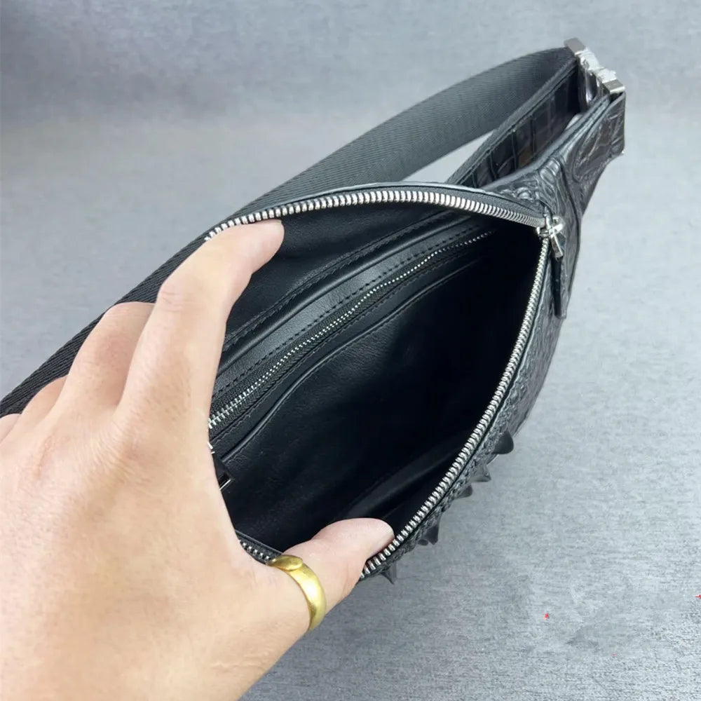 Crocodile Leather Waist Bag – Men's Luxury Fanny Pack