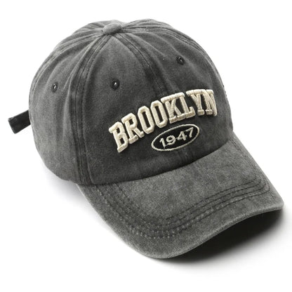 Brooklyn 1947 Embroidered Vintage Baseball Cap Washed Cotton Unisex Hat