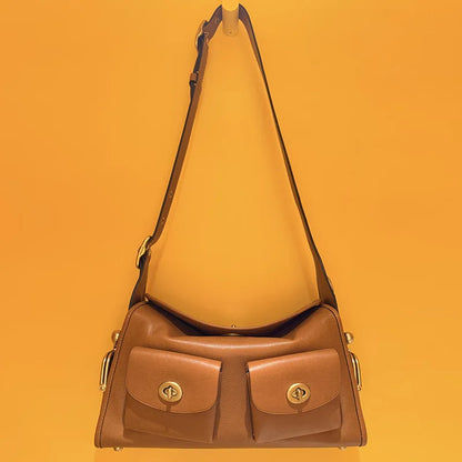 Women Lady Pu Leather Bags Big Capacity Vintage Style Shoulder Hand Zipper Closure Multi Pocket