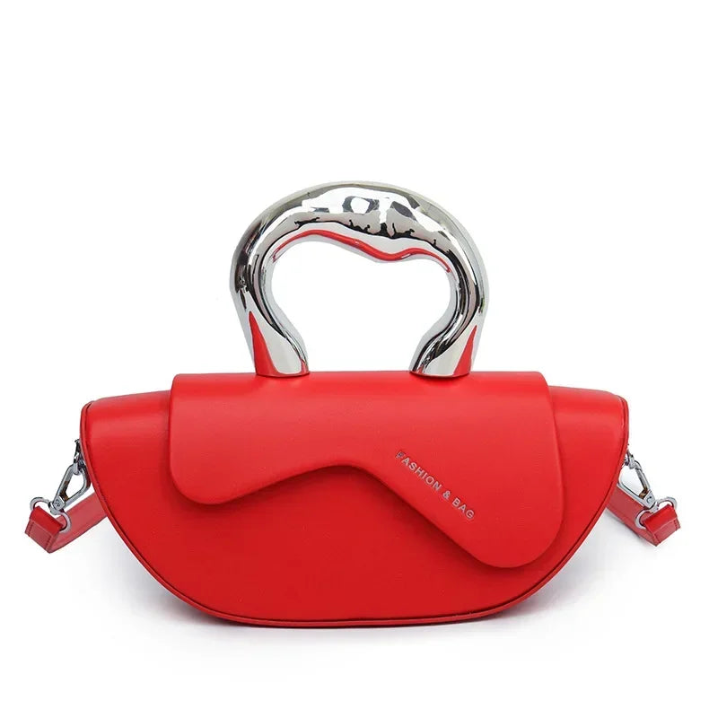 Sculptural Handle Shoulder Bag – Women's PU Leather Crossbody