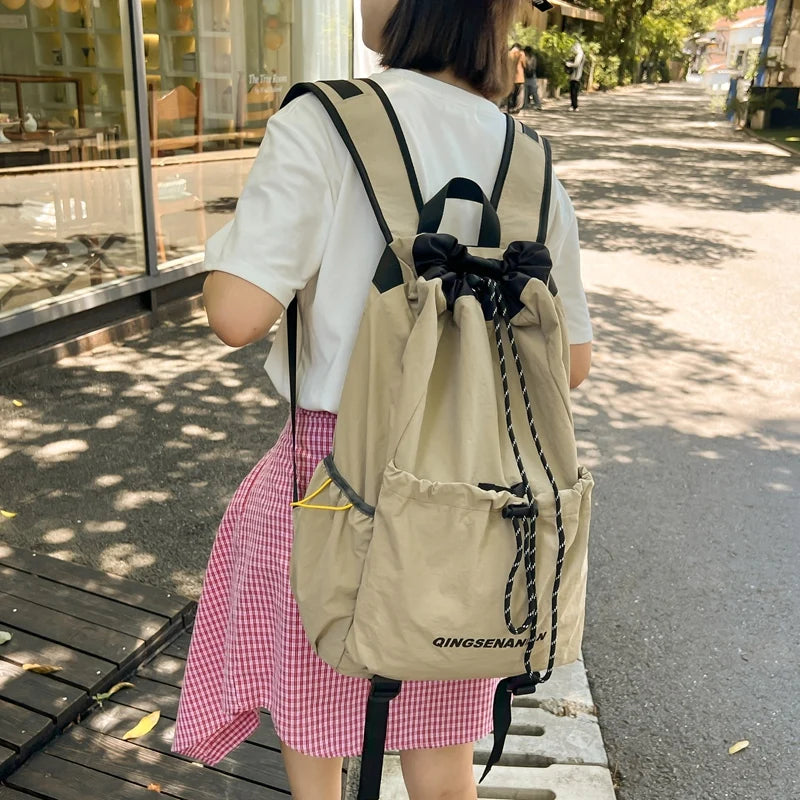 Lightweight Drawstring Backpack – Large Capacity Nylon Travel Bag