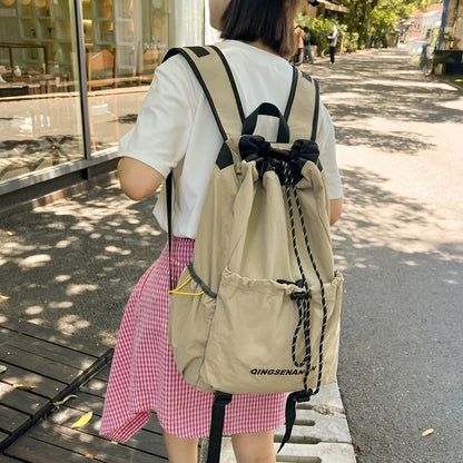 Lightweight Drawstring Backpack – Large Capacity Nylon Travel Bag